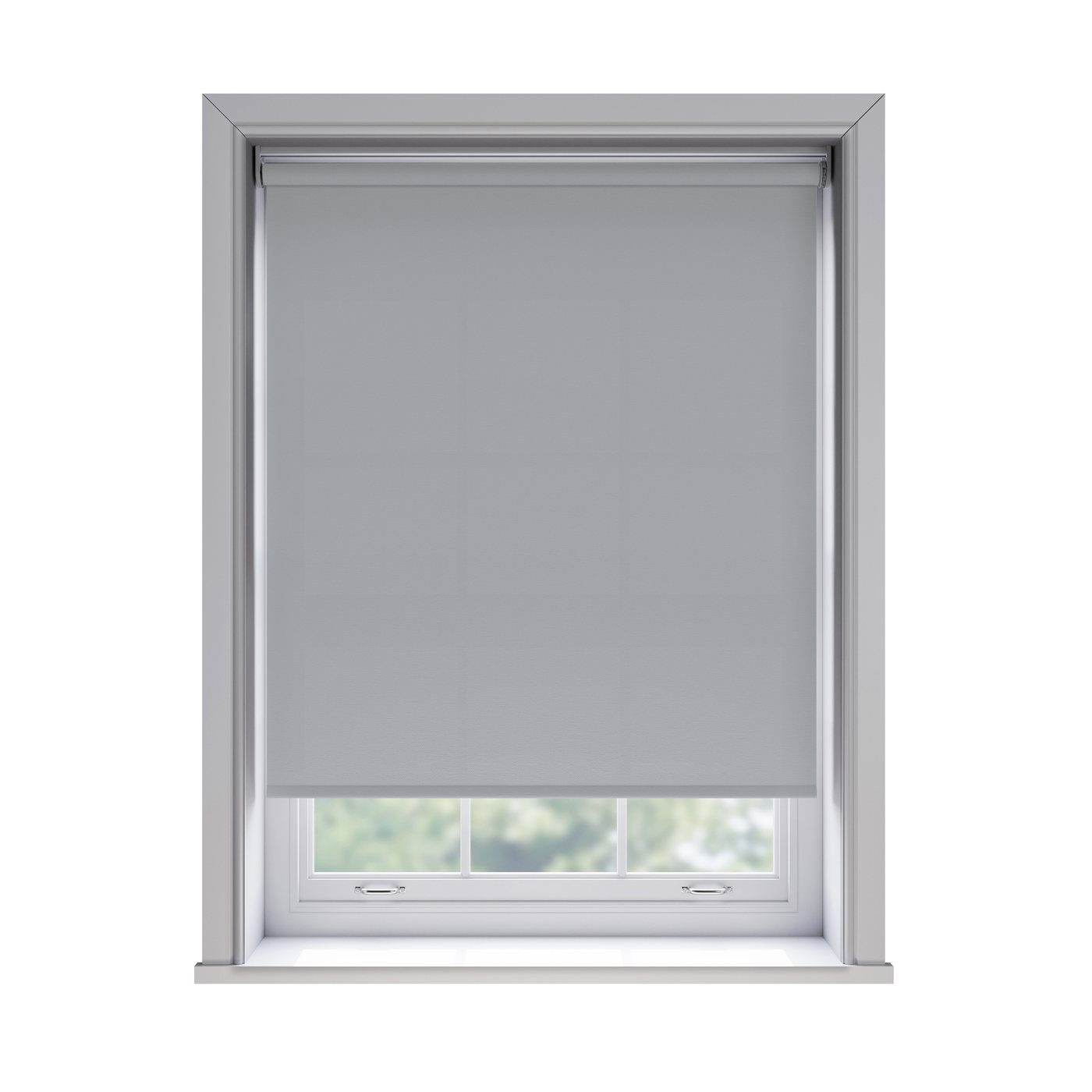 Splash Mirage light filtration roller blind fitted in a white sash window