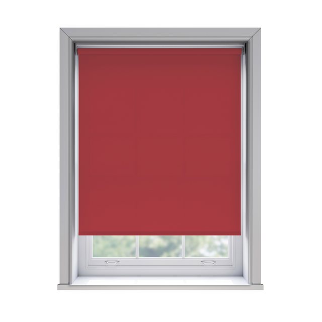 Splash Scarlett light filtration roller blind fitted in a white sash window
