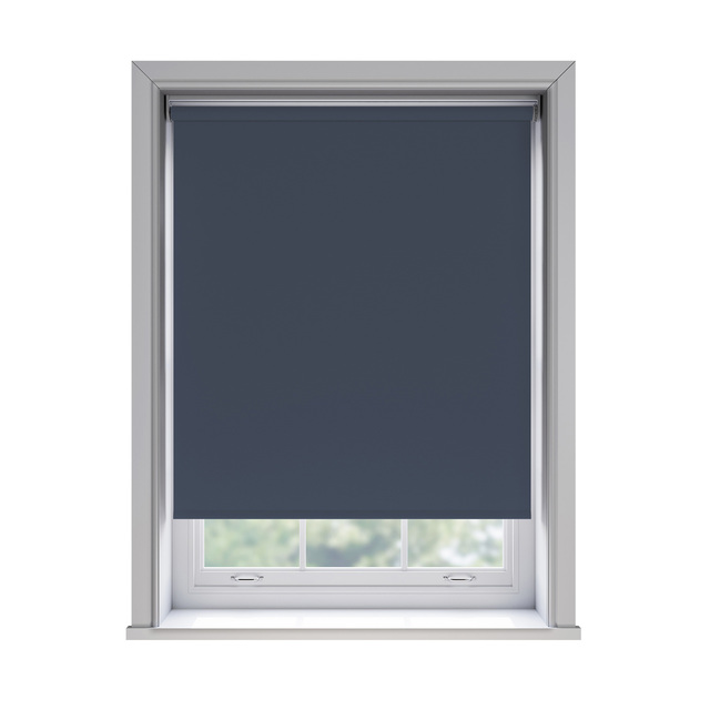 Bella Midnight blockout roller blind fitted in a window