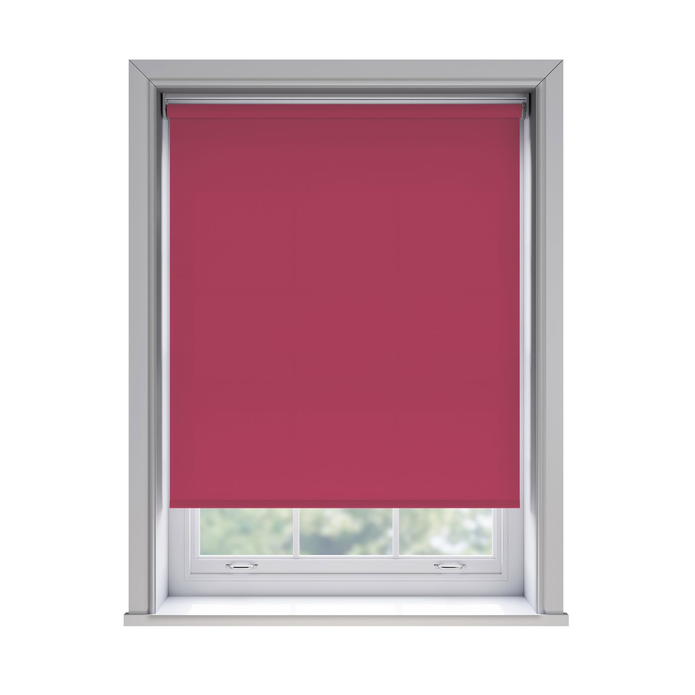 Splash Pop light filtration roller blind fitted in a white sash window