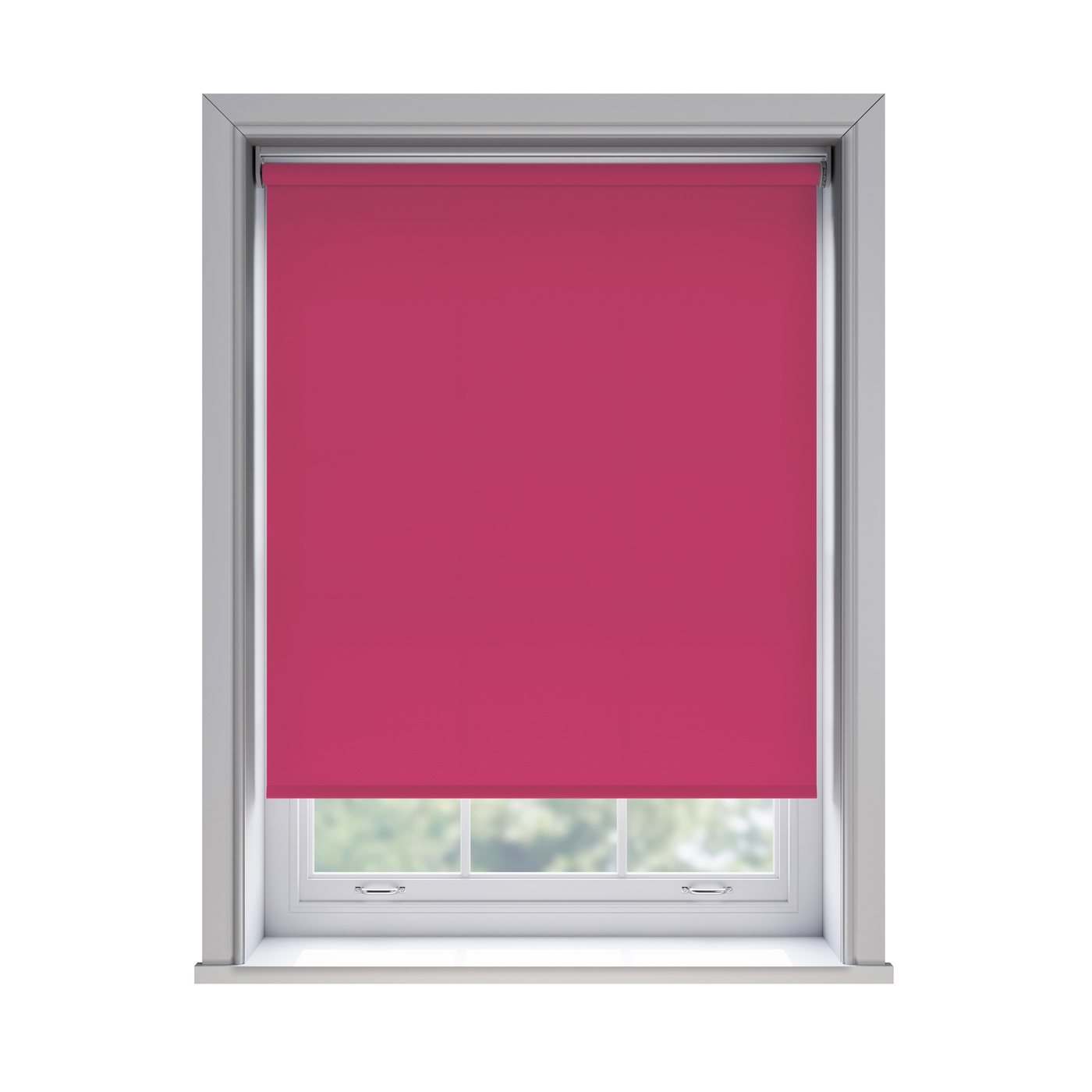 Splash Lipstick light filtration roller blind fitted in a white sash window
