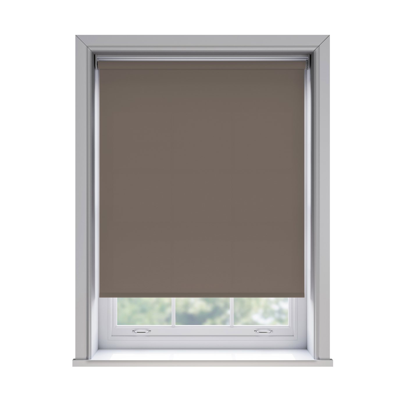 Splash Portobello light filtration roller blind fitted in a white sash window