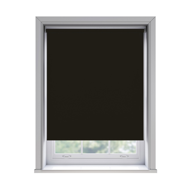 Unilux PVC Black PVC roller blind fitted in a window