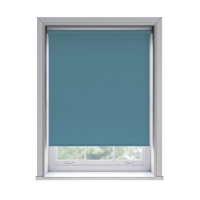 Splash Wave light filtration roller blind fitted in a white sash window