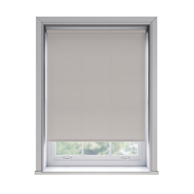Splash Dove light filtration roller blind fitted in a white sash window