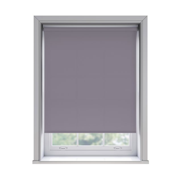 Splash Sloe light filtration roller blind fitted in a white sash window