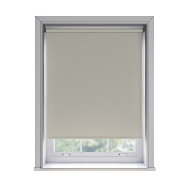 Bella Oyster blockout roller blind fitted in a window