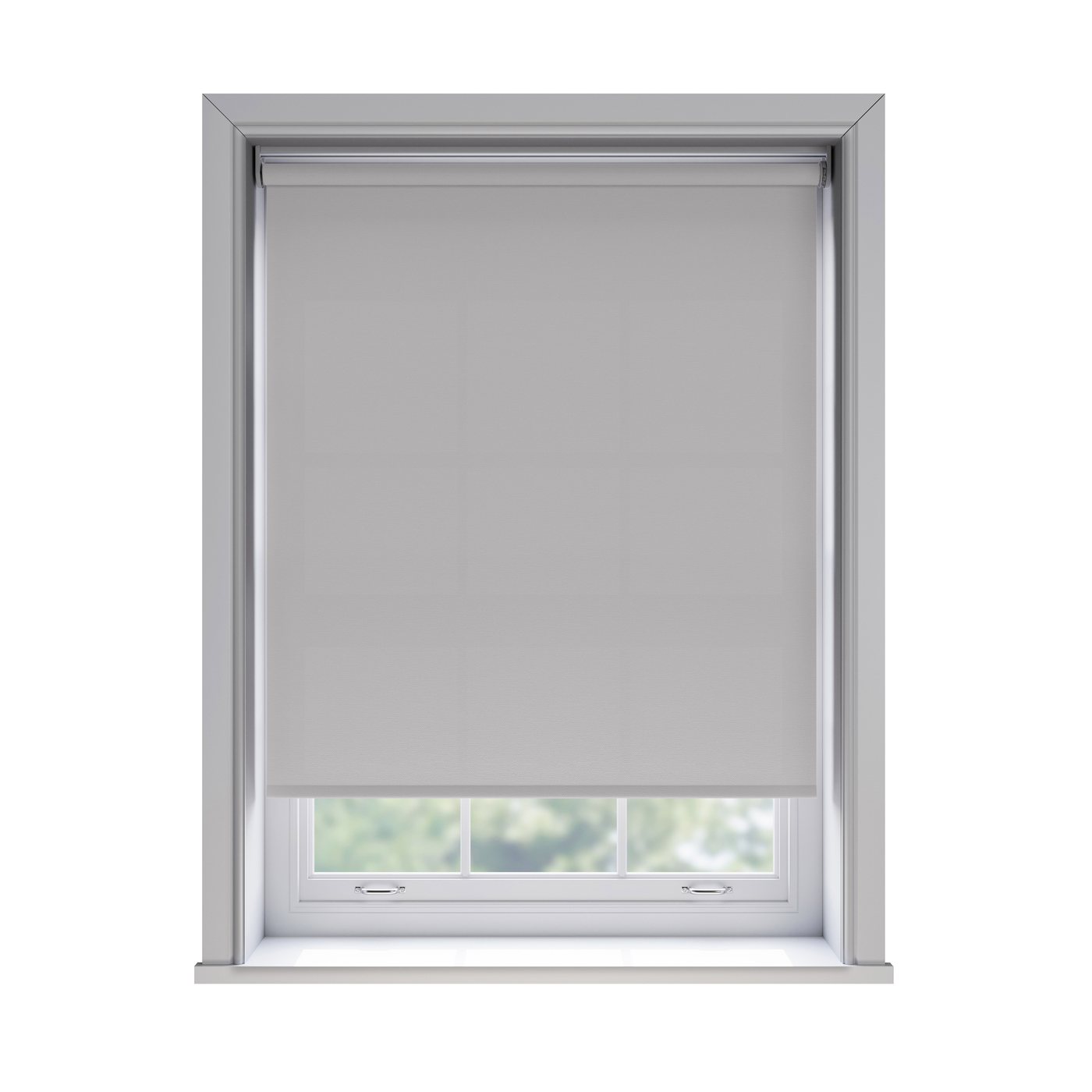 Splash Canvas light filtration roller blind fitted in a white sash window