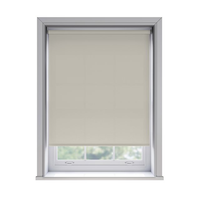 Splash Oyster light filtration roller blind fitted in a white sash window