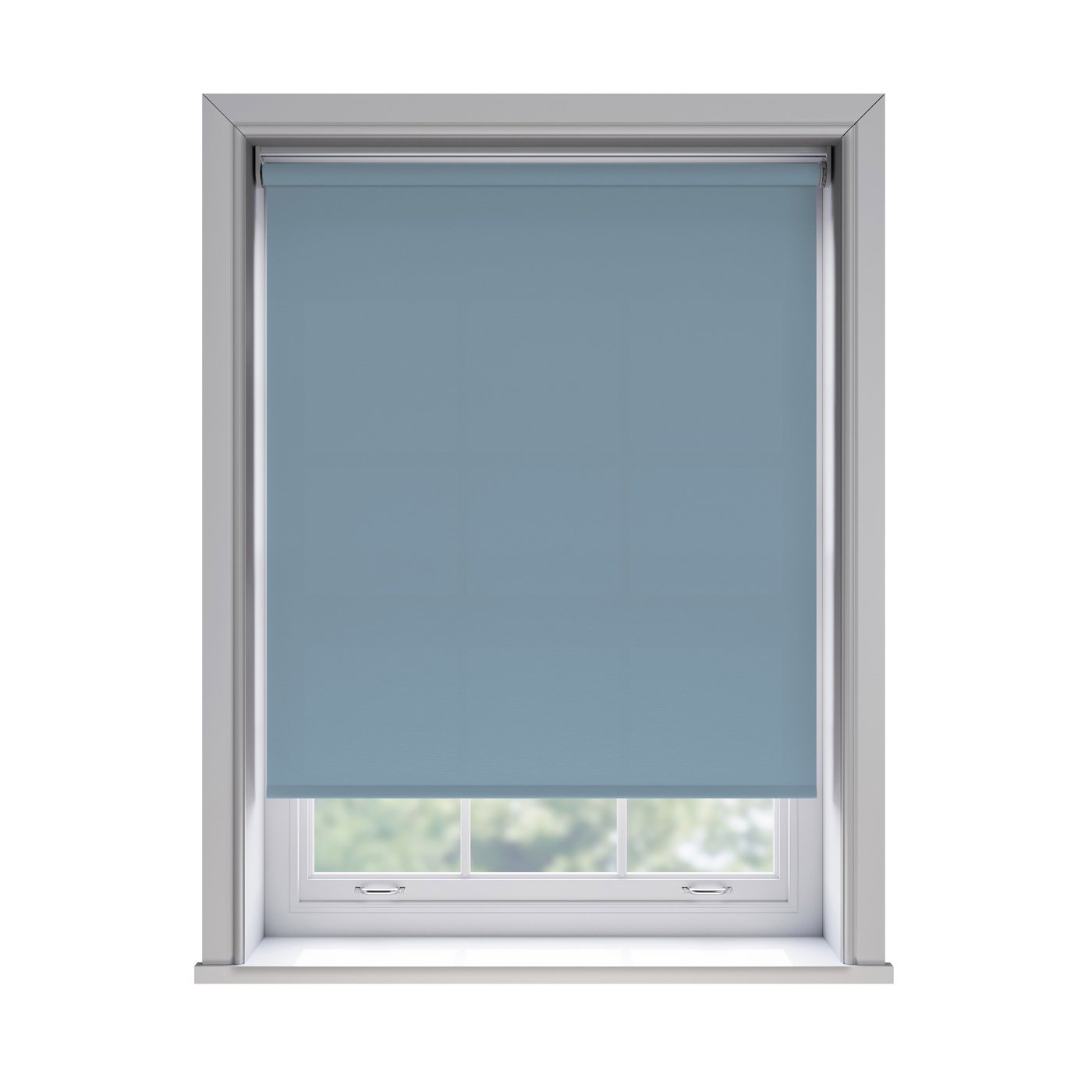 Splash Brittany light filtration roller blind fitted in a white sash window