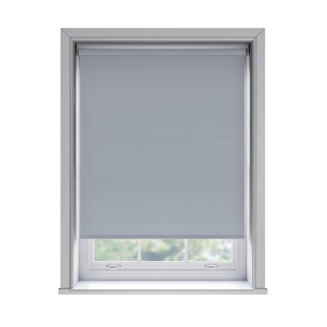 Splash Mineral light filtration roller blind fitted in a white sash window