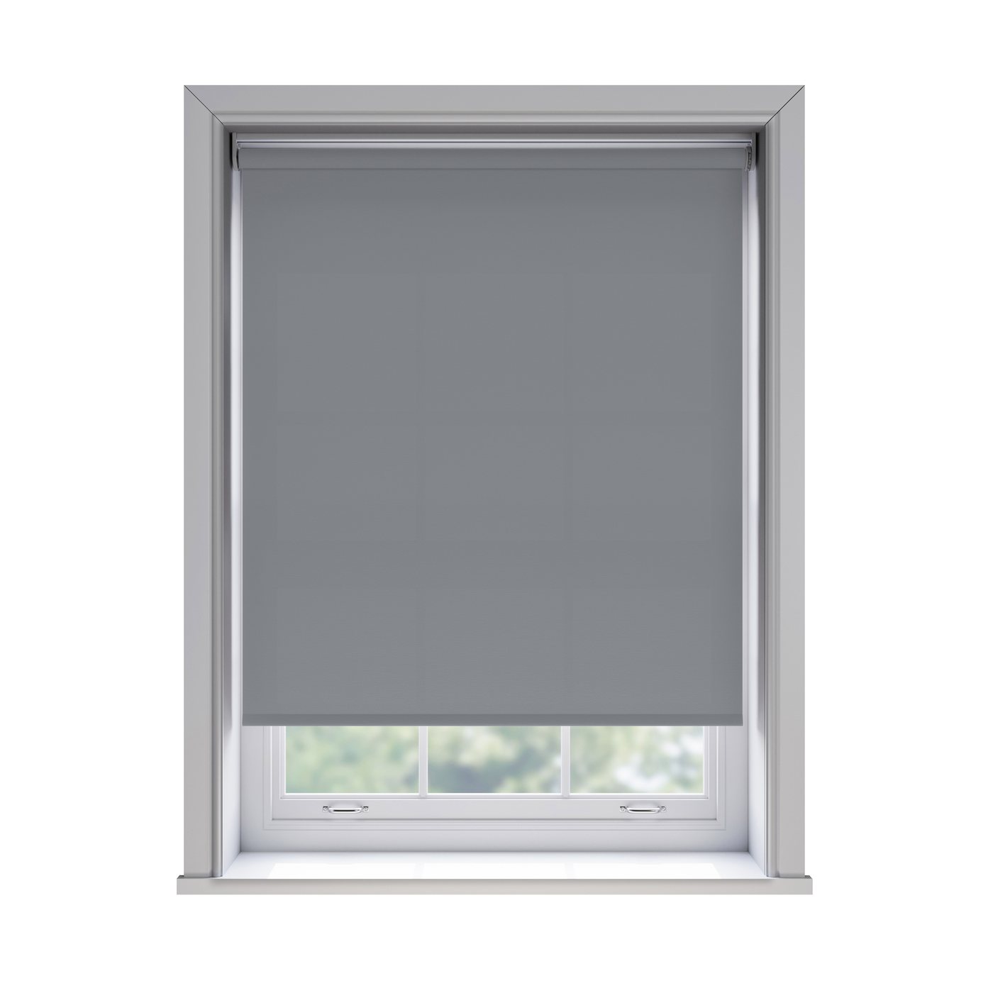 Splash Gable light filtration roller blind fitted in a white sash window