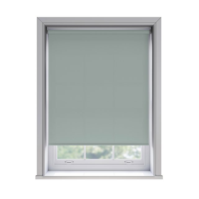 Splash Duck Egg light filtration roller blind fitted in a white sash window
